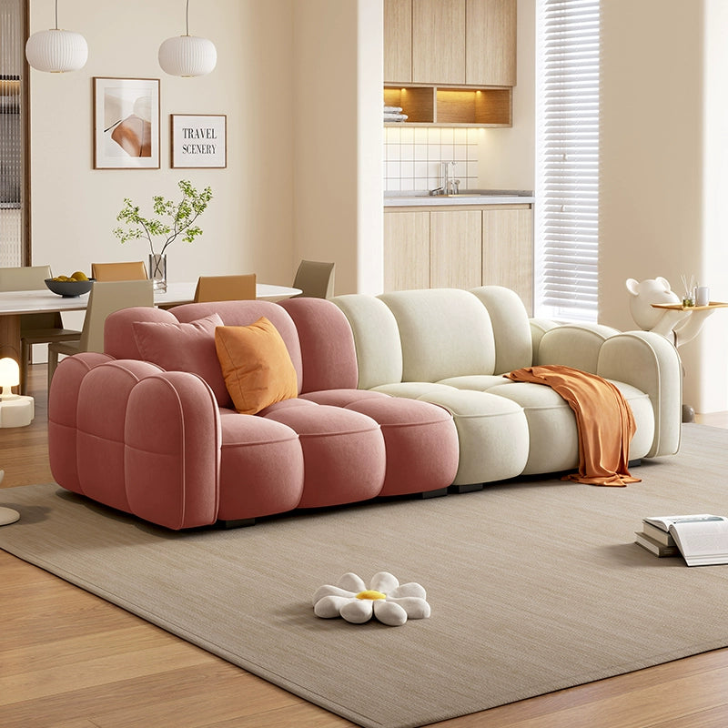 Retro cream style sofa living room small apartment modern simple cloud color matching puff marshmallow sofa
