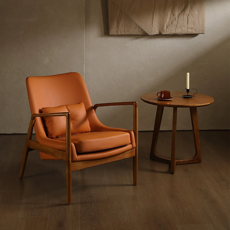 Single sofa chair minimalist solid wood leisure chair retro backrest chair
