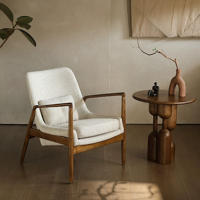 Single sofa chair minimalist solid wood leisure chair retro backrest chair