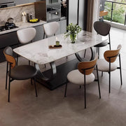 Rock slab dining table and chair combination household small apartment dining table light luxury high-end living room rectangular dining table custom