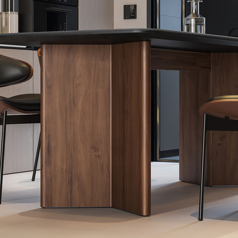 Retro solid wood dining table and chair combination modern simple rectangular apartment rock slab dining table custom