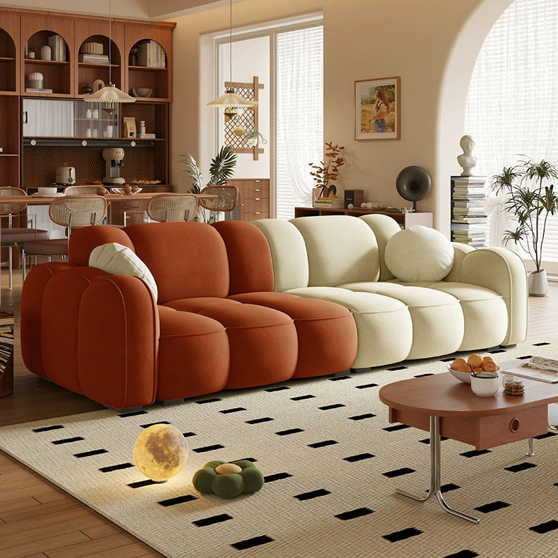 Retro cream style sofa living room small apartment modern simple cloud color matching puff marshmallow sofa