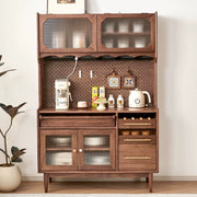 Solid wood dining side cabinet household living room storage retro tea cabinet rack custom