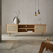 Solid wood TV cabinet simple rattan modern simple bedroom living room locker homestay custom