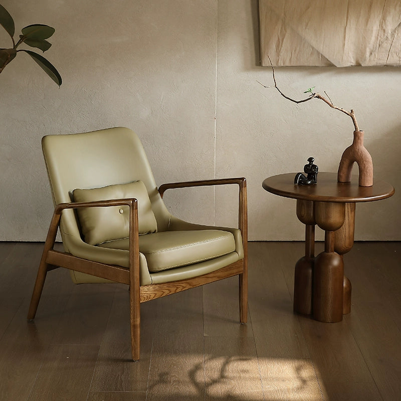 Single sofa chair minimalist solid wood leisure chair retro backrest chair