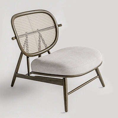 Medieval solid wood rattan sofa chair single seat back chair leisure chair