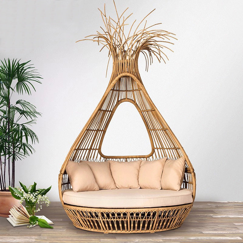 Outdoor rattan sofa bed outdoor waterproof rattan chair creative bird's nest outdoor terrace large rattan furniture