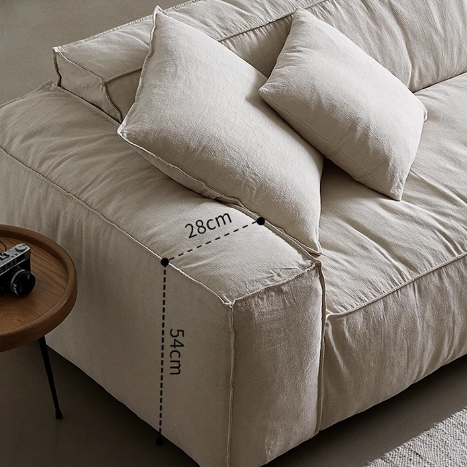 Linen three-person fabric sofa small apartment living room cotton and linen removable down sofa