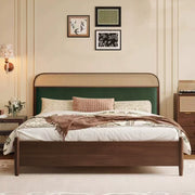 Solid wood soft bag bed rattan bed retro big bed custom