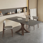 Rock slab solid wood dining table rectangular household modern simple light luxury matte dining table custom