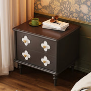 Retro bedside table Solid wood small storage Black antique storage low cabinet Household bedroom Bedside cabinet
