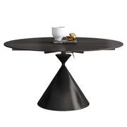 Black matte rock slab dining table, rotating and retractable folding dining table square becomes round, dual-purpose table is customized.