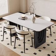 Slate solid wood dining table and chairs living room new black retro small apartment home custom