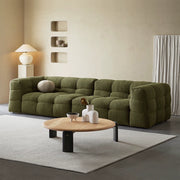 Retro green living room three-person marshmallow fabric sofa straight row modern simple new designer