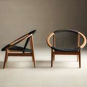 Outdoor rattan sofa single solid wood rattan chair casual lazy balcony waterproof and sunscreen coffee table combination