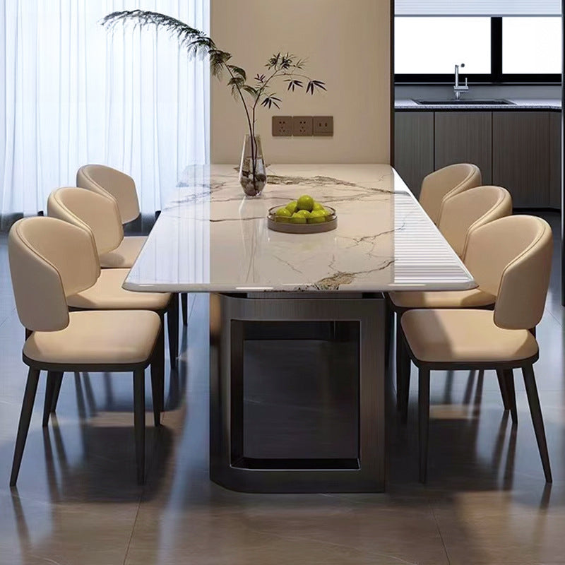 Light luxury dining table marble modern simple combination rectangular eating table restaurant dining table chair custom