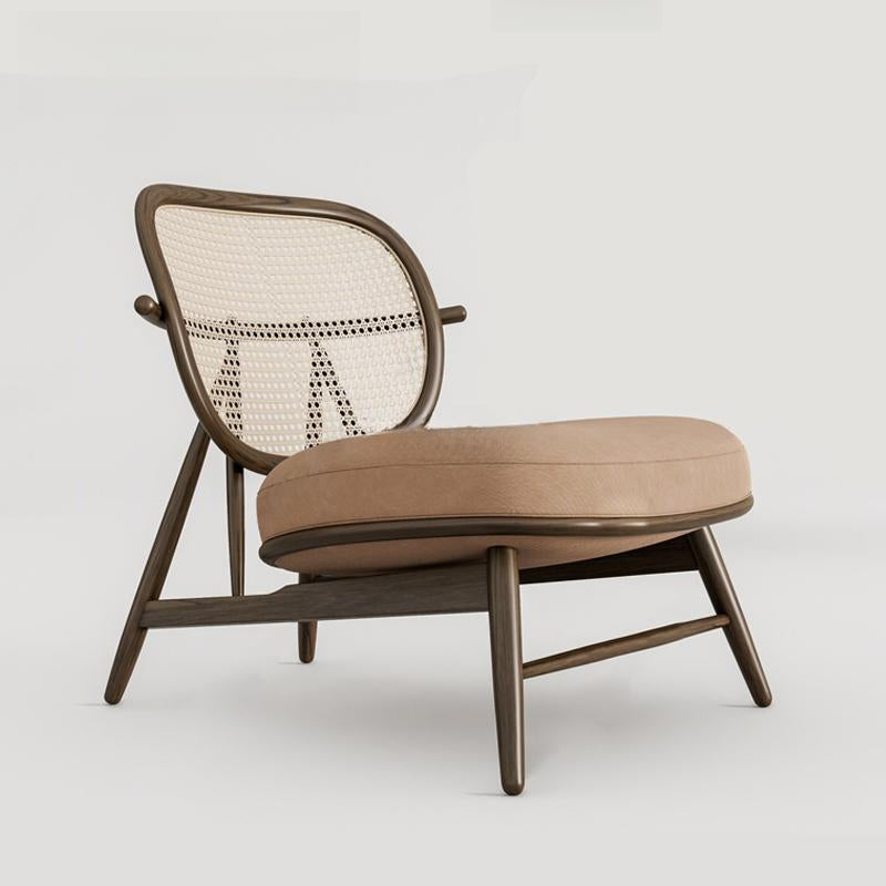 Medieval solid wood rattan sofa chair single seat back chair leisure chair