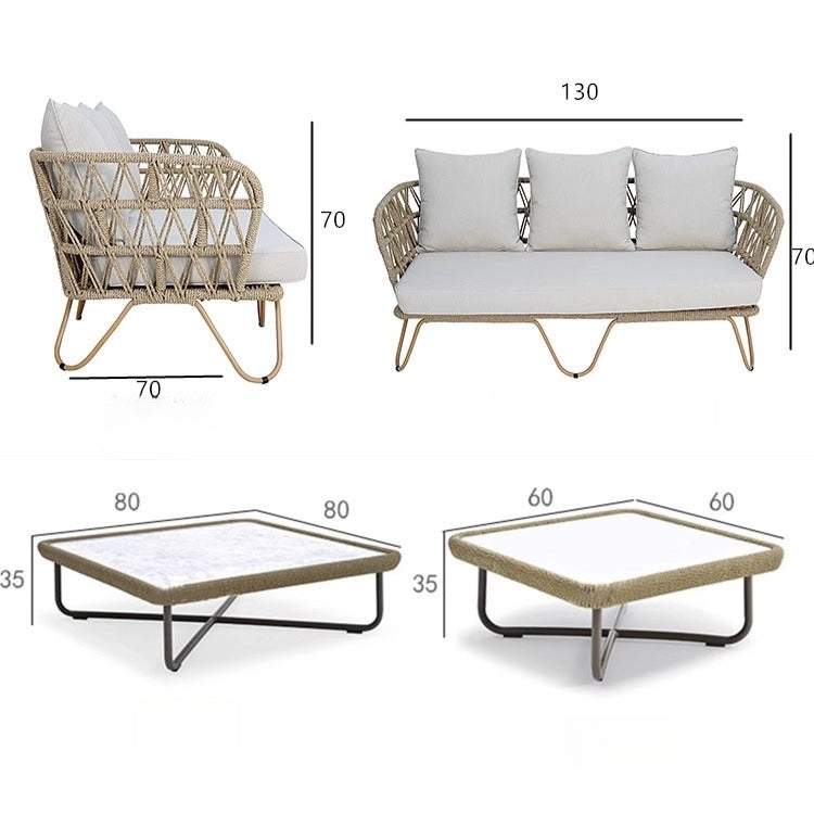 Outdoor rattan sofa hotel bed and breakfast terrace villa garden rattan chair simple rattan sofa waterproof and sun protection