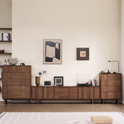 Solid wood floor TV cabinet coffee table combination medieval retro living room storage locker integration