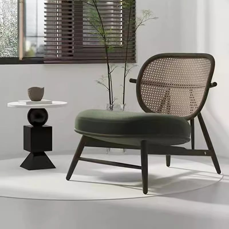 Medieval solid wood rattan sofa chair single seat back chair leisure chair