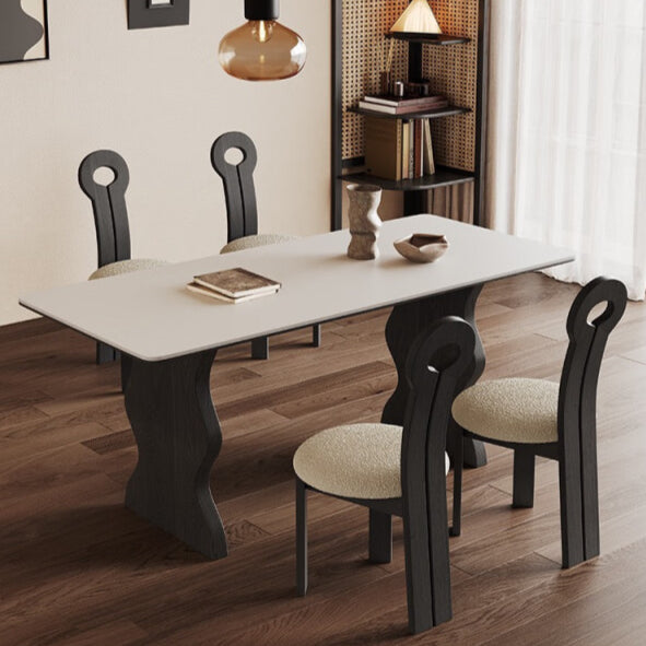 Slate solid wood dining table rectangular modern simple high-end retro dining table custom