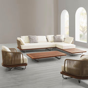 Outdoor sofa round chair coffee table rattan open-air combination sun room outdoor courtyard garden solid wood furniture