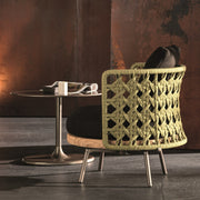 Outdoor sofa rattan courtyard garden curved round single balcony solid wood designer open-air villa rattan chair furniture