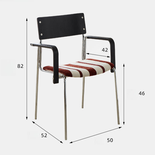 Dining chair household solid wood Internet celebrity chair Bauhaus designer stainless steel armrest soft bag chair